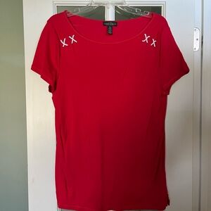 Polo by Ralph Lauren Red Short-Sleeve Tee with White Cross-Stitch Accents